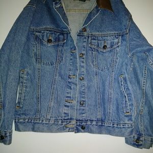 Jean Jacket with Brown Leather Collar